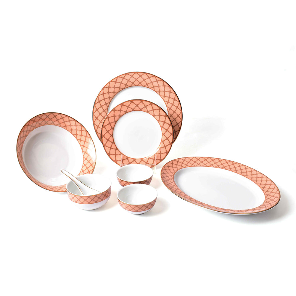 33 pc Dankotuwa Sri Lanka Dinner set | Peach | Angel Rope ICHKAN