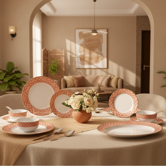 33 pc Dankotuwa Sri Lanka Dinner set | Peach | Angel Rope ICHKAN