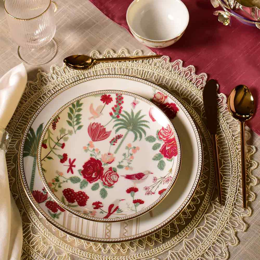 21 pc Dinner set | Red | Mughal Garden ICHKAN by Day To Day