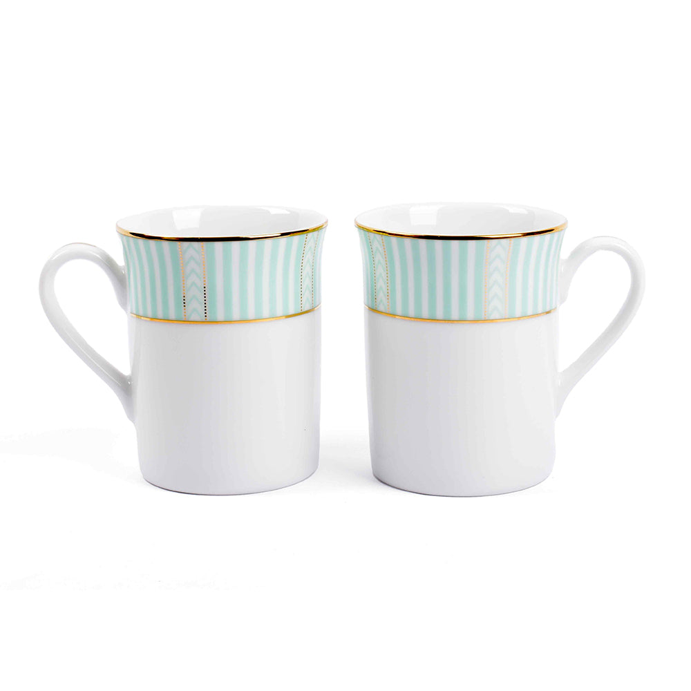 Classic Coffee Mug Set of 4 Gift Box | Stripe Green | Fete ICHKAN by Day To Day