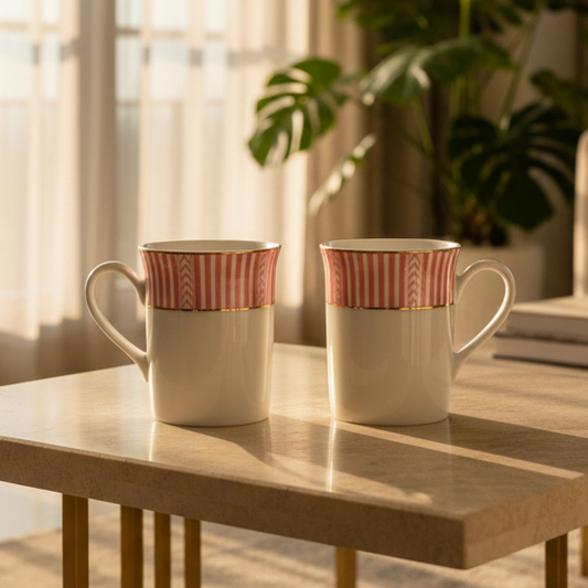 Classic Coffee Mug Set of 6 | Stripe Pink | Fete ICHKAN by Day To Day