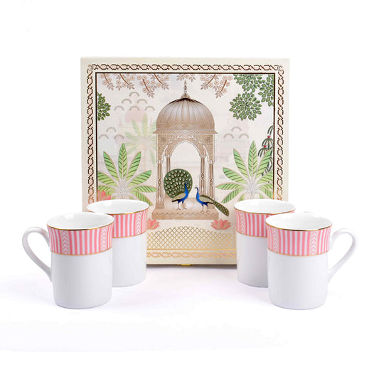 Classic Coffee Mug Set of 4 Gift Box | Stripe Pink | Fete ICHKAN by Day To Day