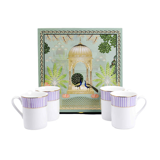 Classic Coffee Mug Set of 4 Gift Box | Stripe Purple | Fete ICHKAN by Day To Day