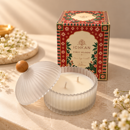 First Bloom Scented Soy Wax Candle with Lid | White ICHKAN by Day To Day