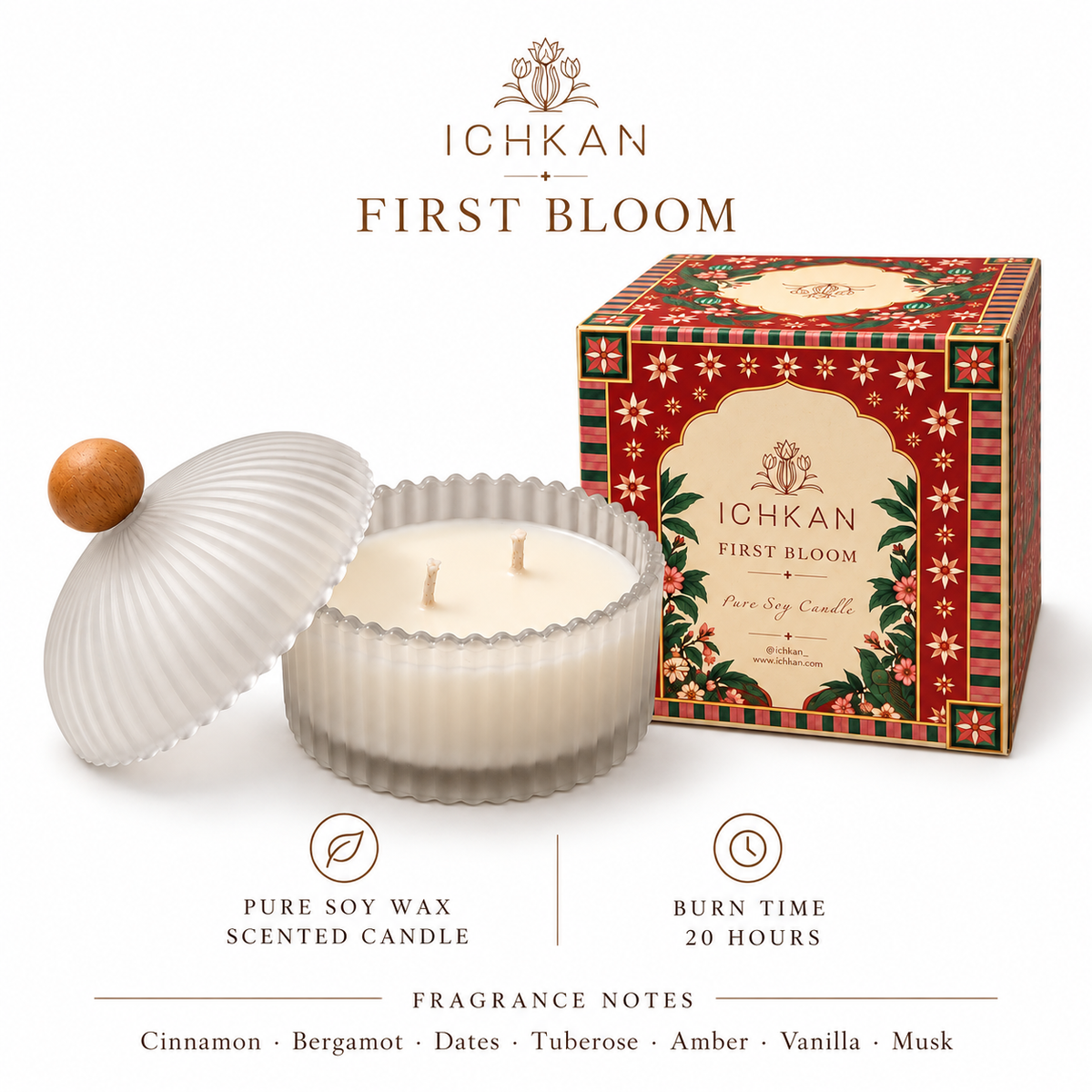 First Bloom Scented Soy Wax Candle with Lid | White ICHKAN by Day To Day