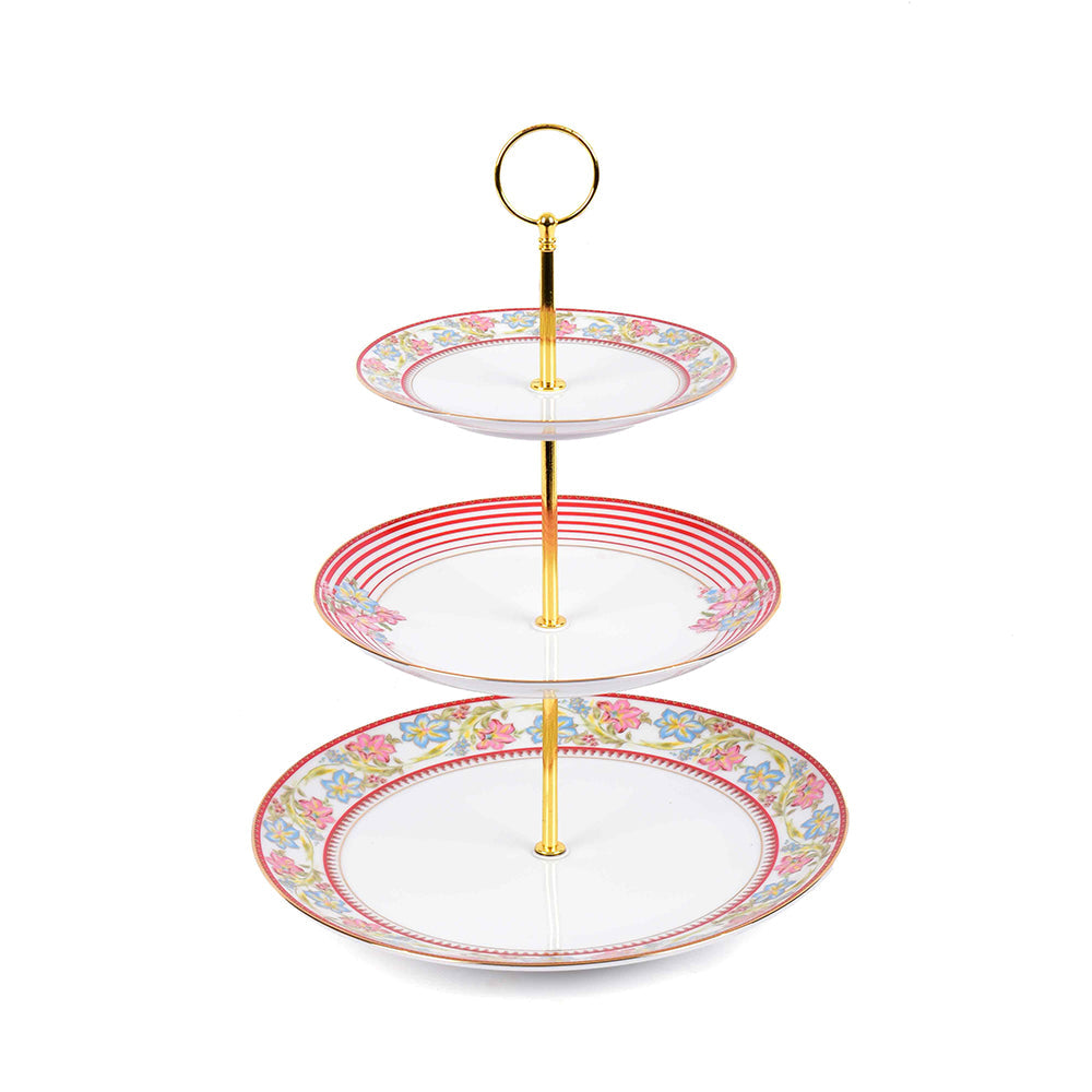 3 Tier Dessert Platter | Red | Floral Crest ICHKAN by Day To Day
