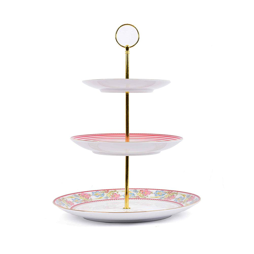 3 Tier Dessert Platter | Red | Floral Crest ICHKAN by Day To Day