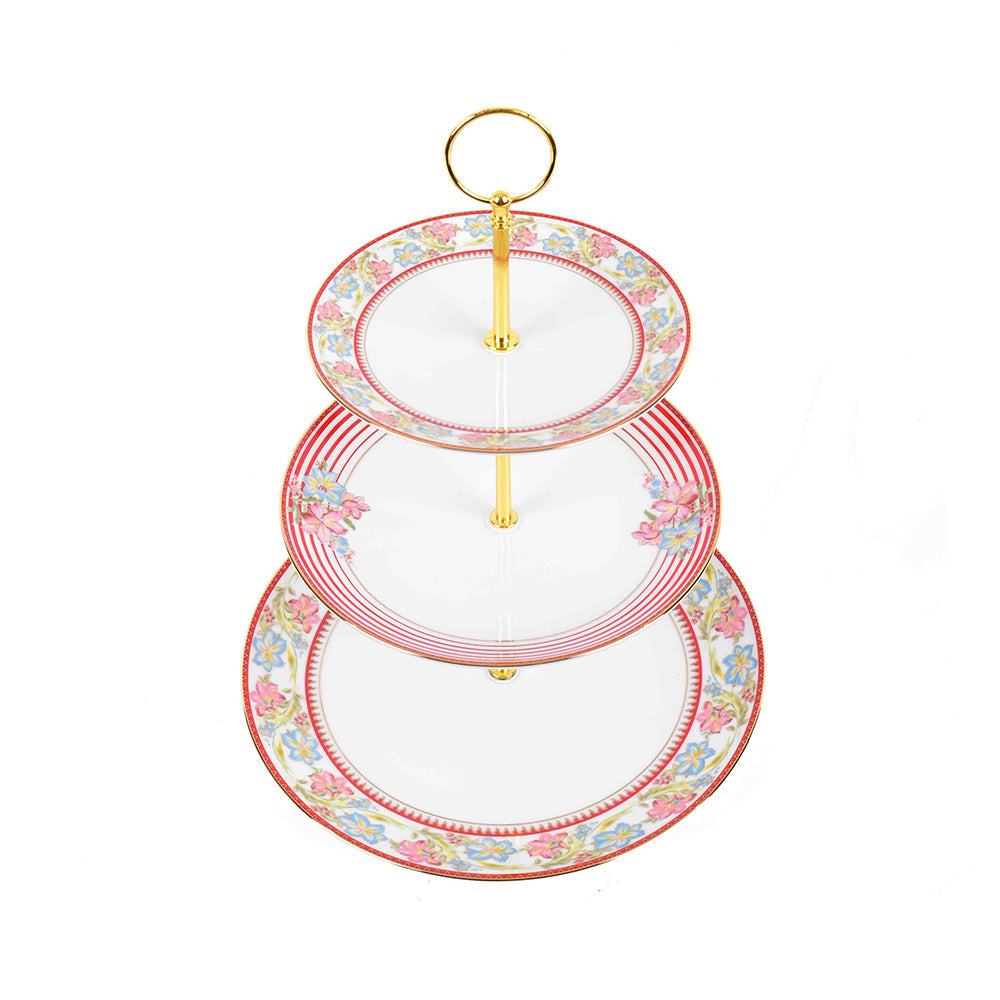 3 Tier Dessert Platter | Red | Floral Crest ICHKAN by Day To Day