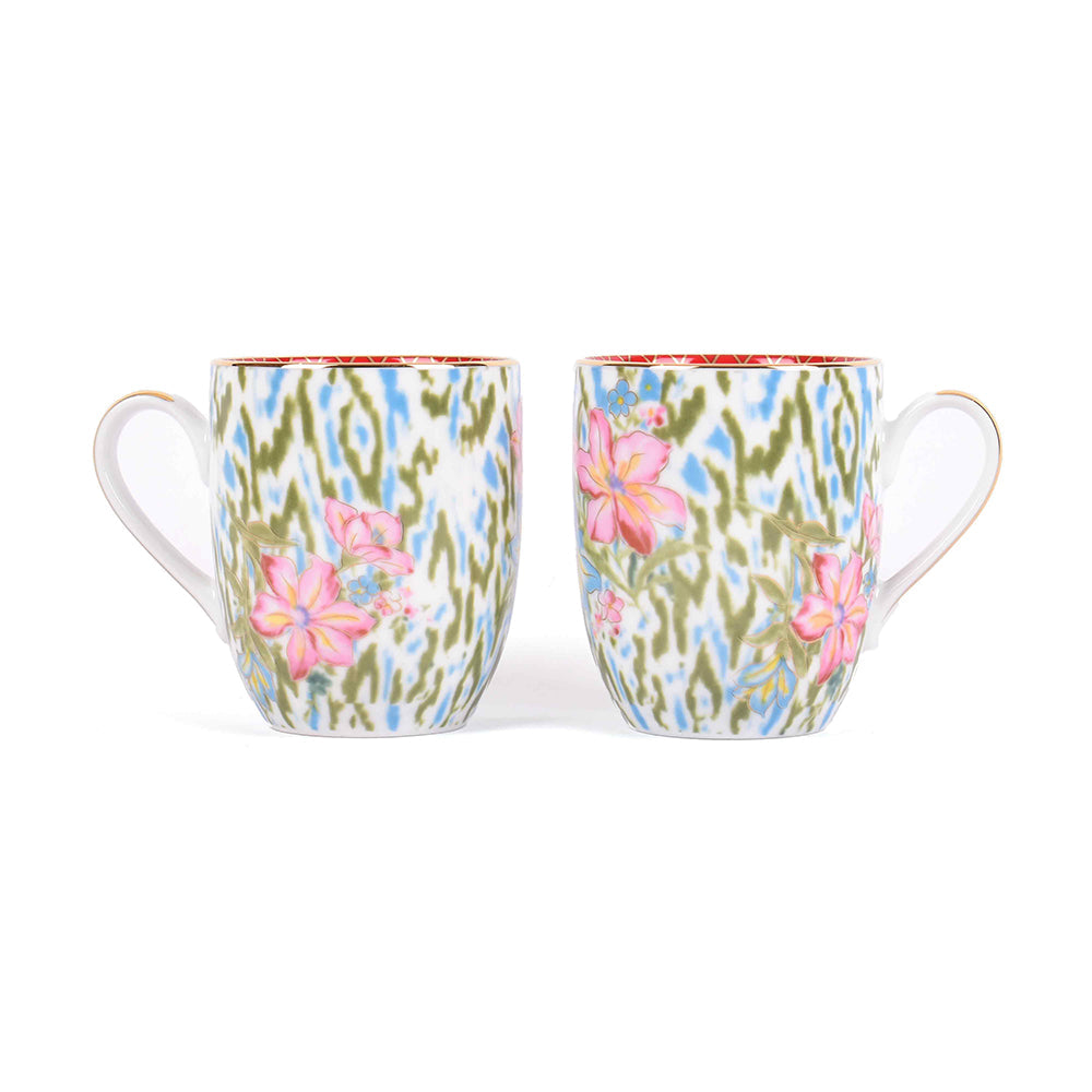 Classic Coffee Mug Set of 2 | Red | Floral Crest ICHKAN by Day To Day