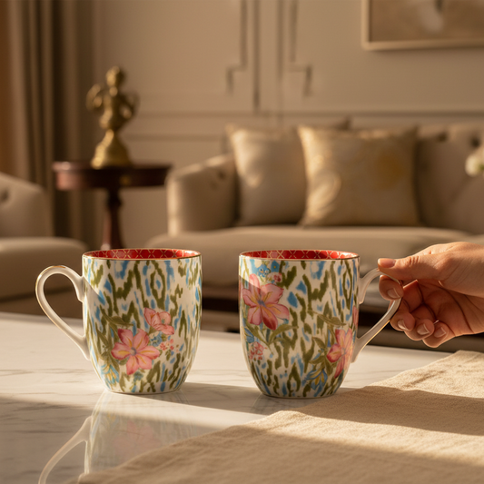 Coupe Coffee Mug Set of 6 | Red | Floral Crest ICHKAN by Day To Day