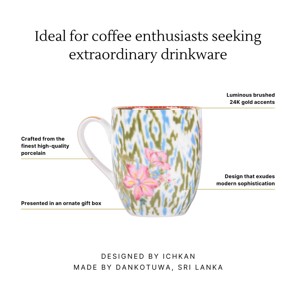 Coupe Coffee Mug Set of 6 | Red | Floral Crest ICHKAN by Day To Day