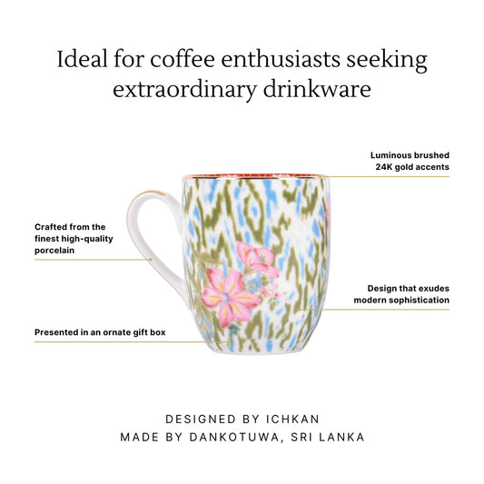 Classic Coffee Mug Set of 2 | Red | Floral Crest ICHKAN by Day To Day