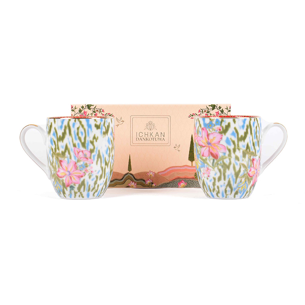 Classic Coffee Mug Set of 2 | Red | Floral Crest ICHKAN by Day To Day
