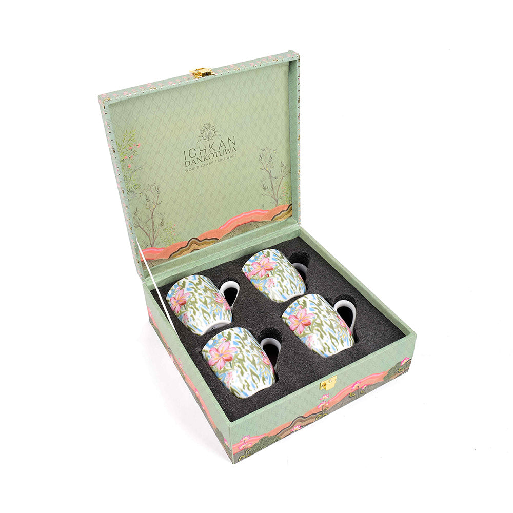 Coupe Coffee Mug Set of 4 | Red | Floral Crest ICHKAN by Day To Day