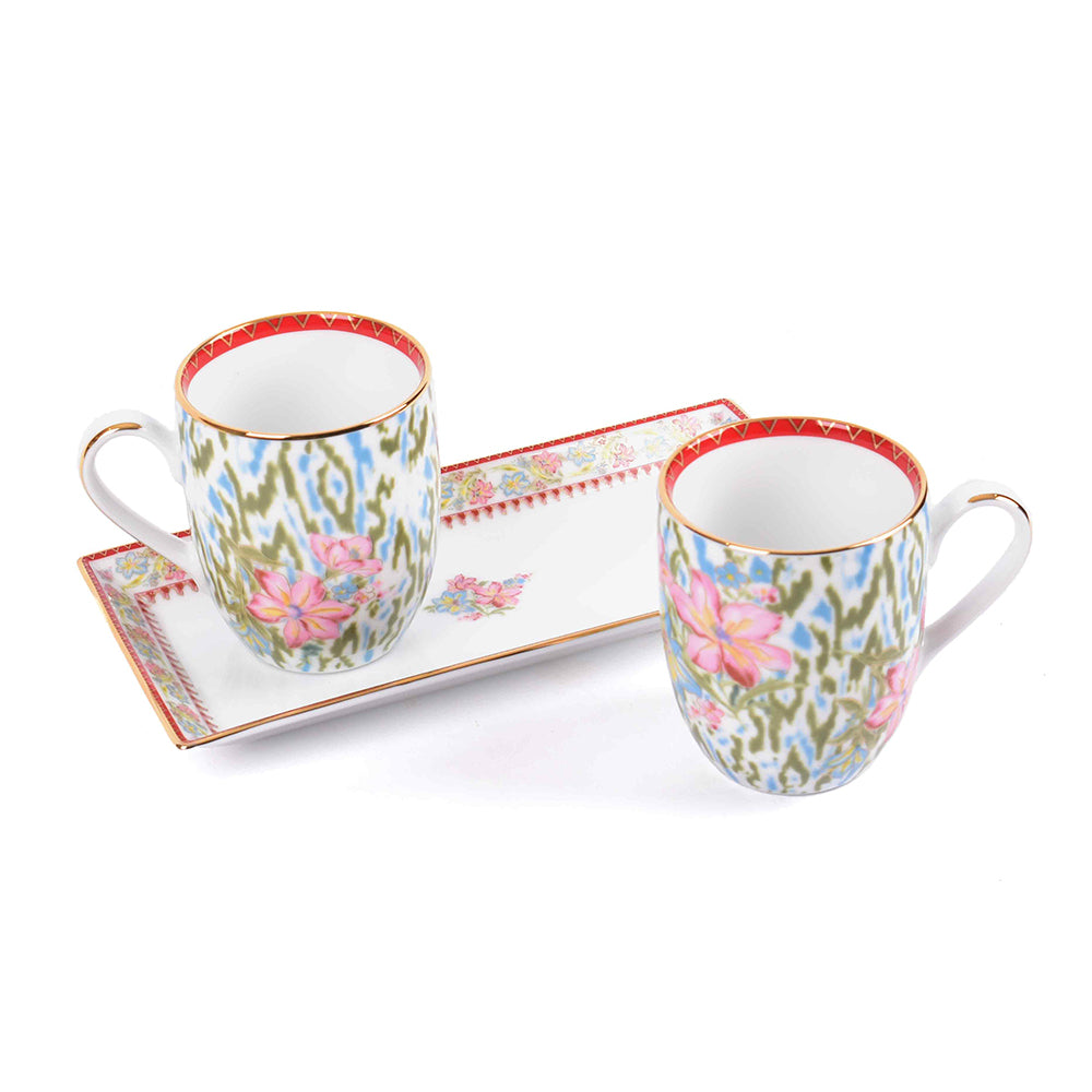 Coffee Mug and Snack Platter Combo - Gift Box | Red | Floral Crest ICHKAN by Day To Day