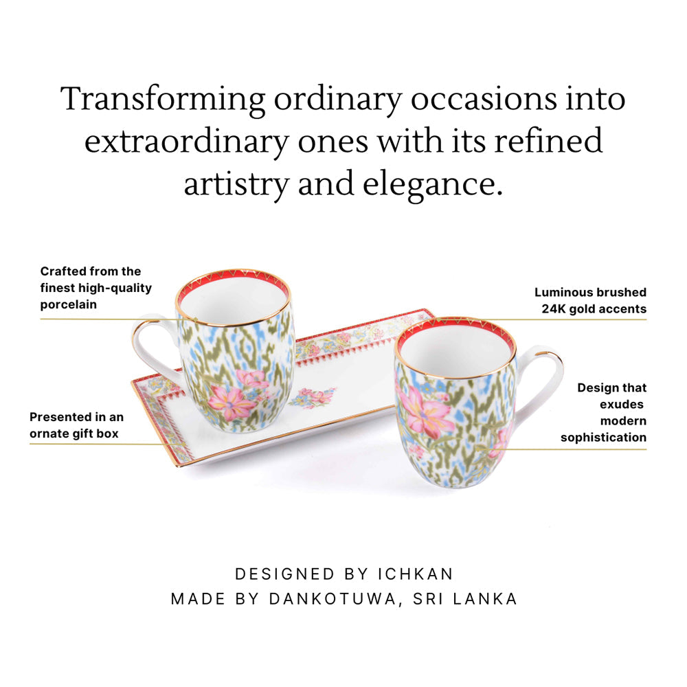 Coffee Mug and Snack Platter Combo - Gift Box | Red | Floral Crest ICHKAN by Day To Day