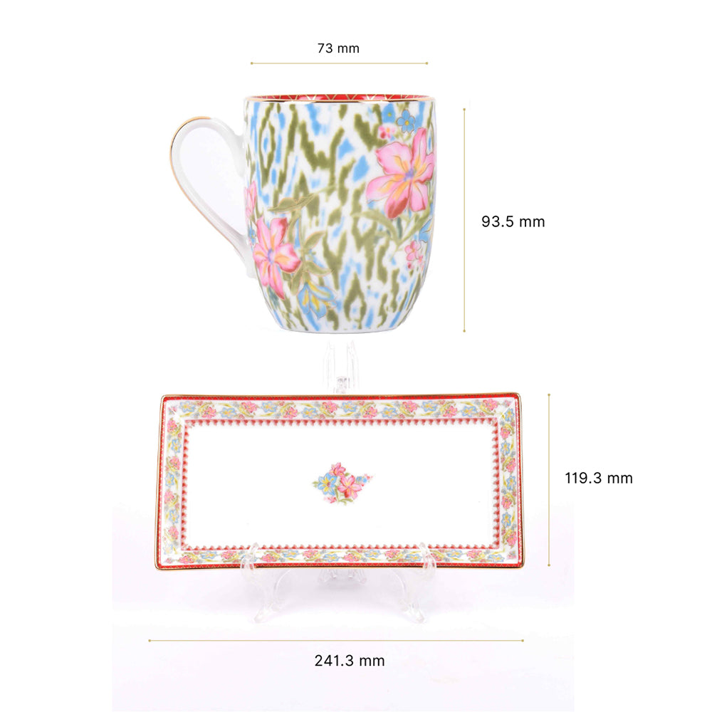 Coffee Mug and Snack Platter Combo - Gift Box | Red | Floral Crest ICHKAN by Day To Day