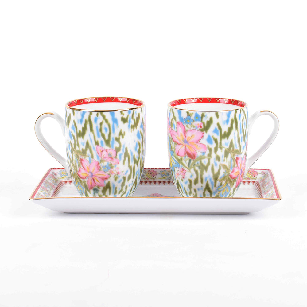 Coffee Mug and Snack Platter Combo - Gift Box | Red | Floral Crest ICHKAN by Day To Day