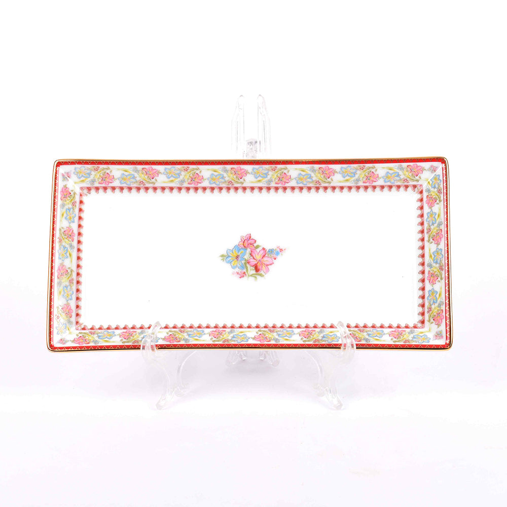 Rectangle Snack Tray/Platter Small | Red | Floral Crest ICHKAN by Day To Day