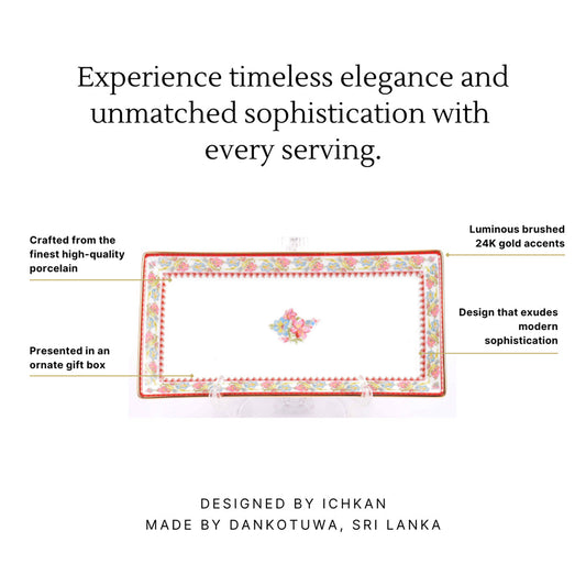 Rectangle Snack Tray/Platter Small | Red | Floral Crest ICHKAN by Day To Day