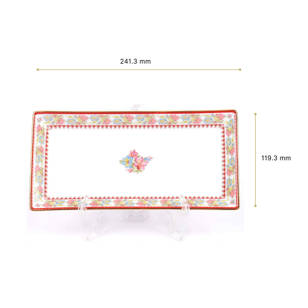 Rectangle Snack Tray/Platter Small | Red | Floral Crest ICHKAN by Day To Day