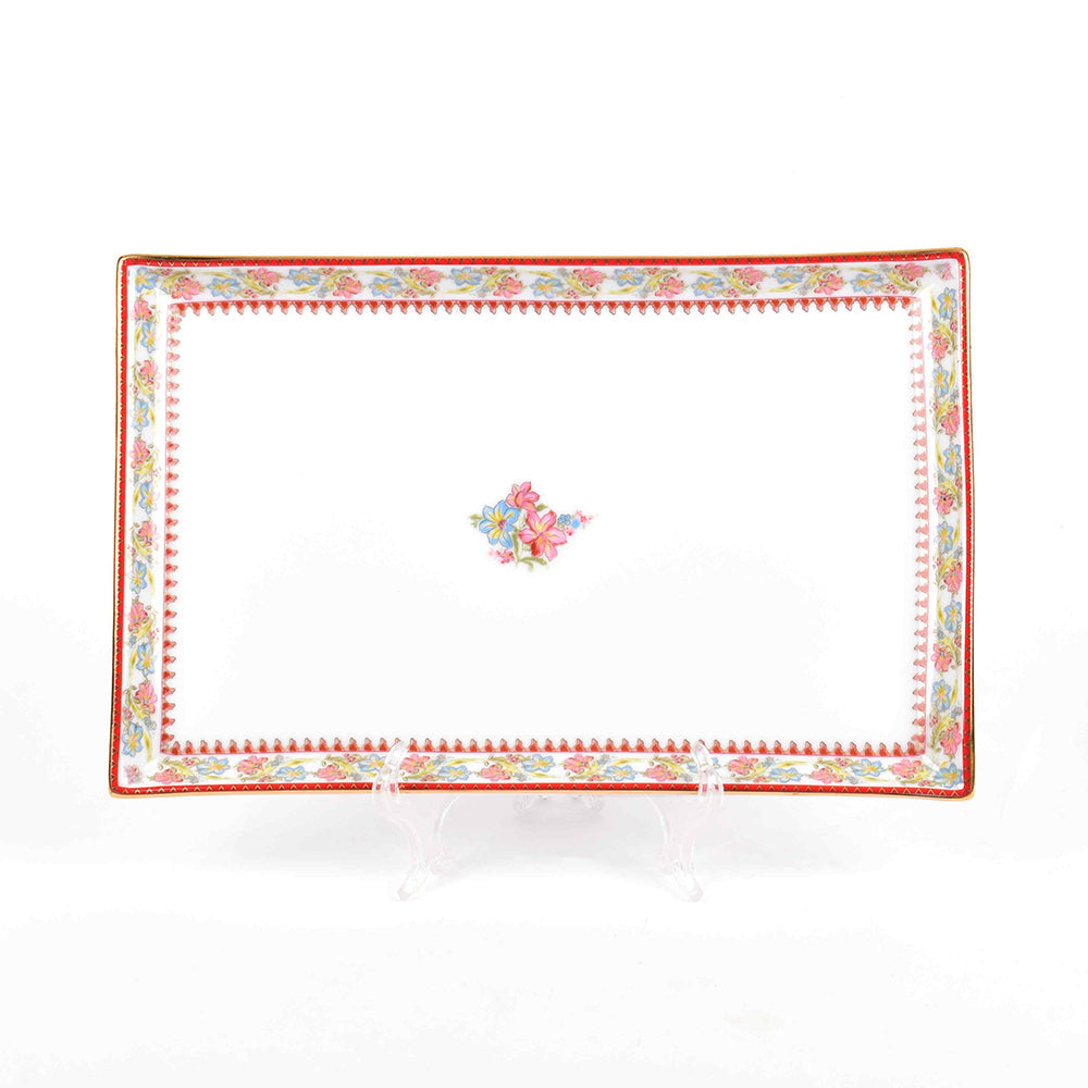 Rectangle Snack Tray/Platter Large | Red | Floral Crest ICHKAN by Day To Day