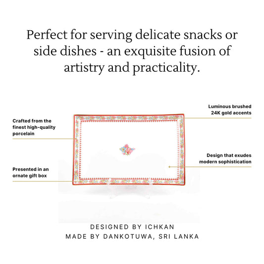 Rectangle Snack Tray/Platter Large | Red | Floral Crest ICHKAN by Day To Day