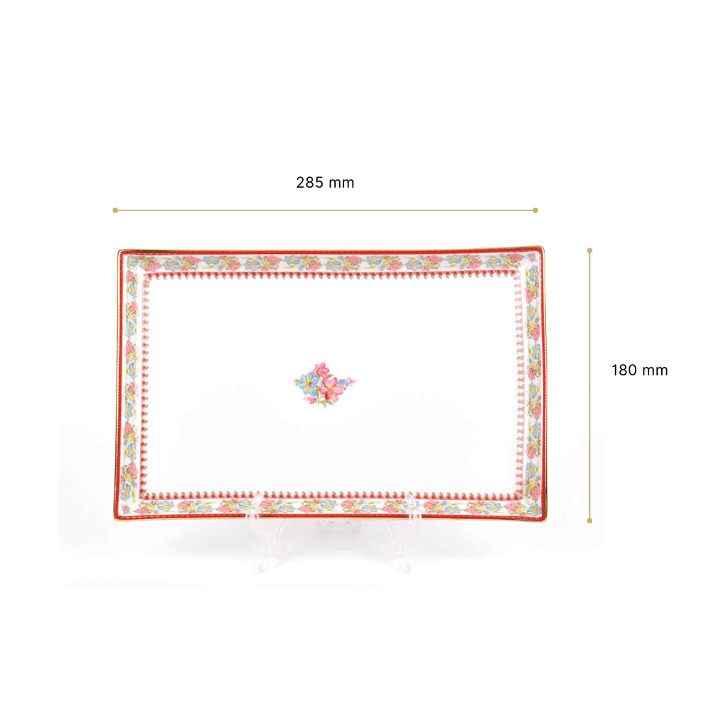 Rectangle Snack Tray/Platter Large | Red | Floral Crest ICHKAN by Day To Day