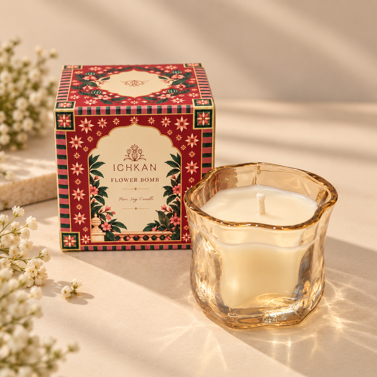 Flower Bomb Scented Soy Wax Candle | Golden ICHKAN by Day To Day