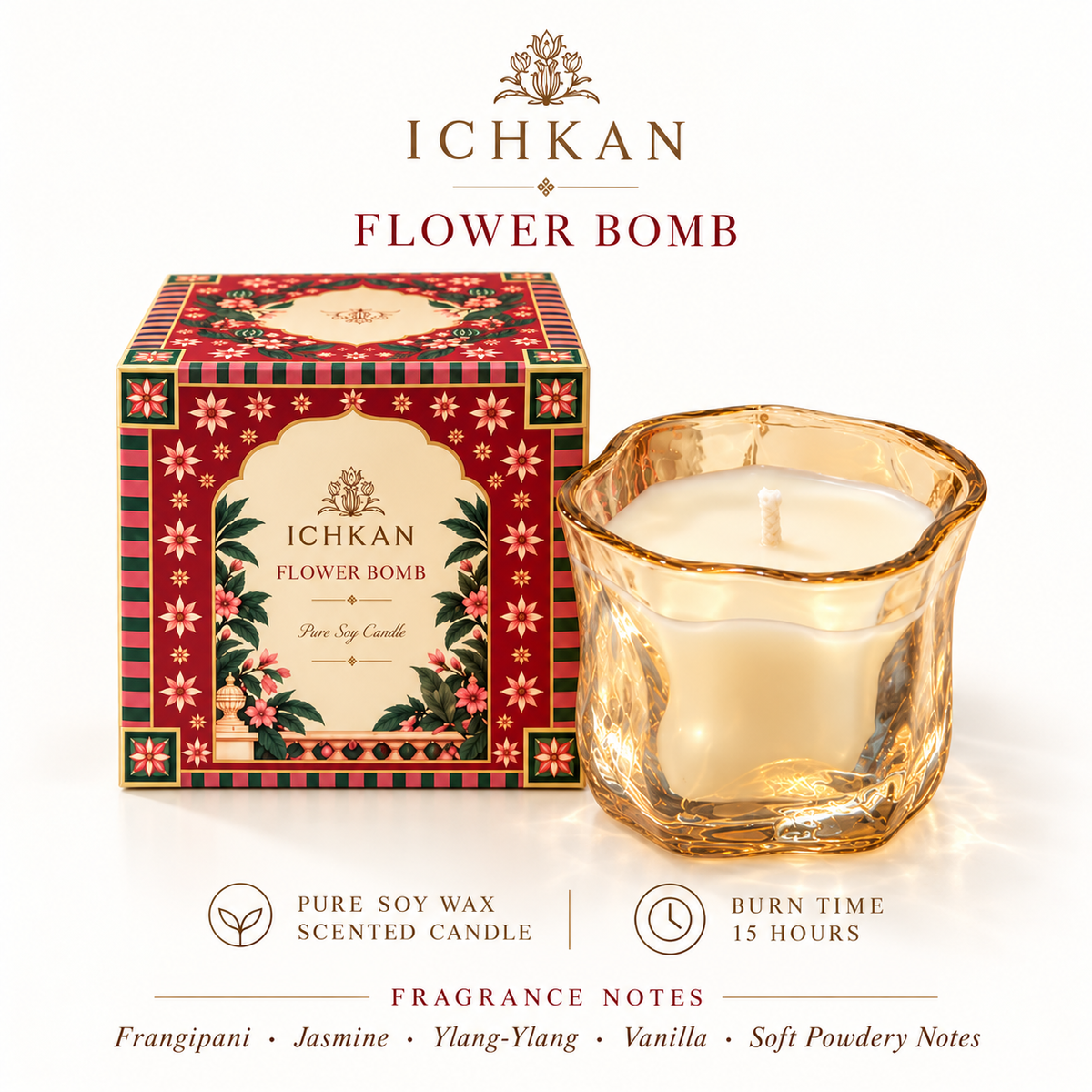 Flower Bomb Scented Soy Wax Candle | Golden ICHKAN by Day To Day