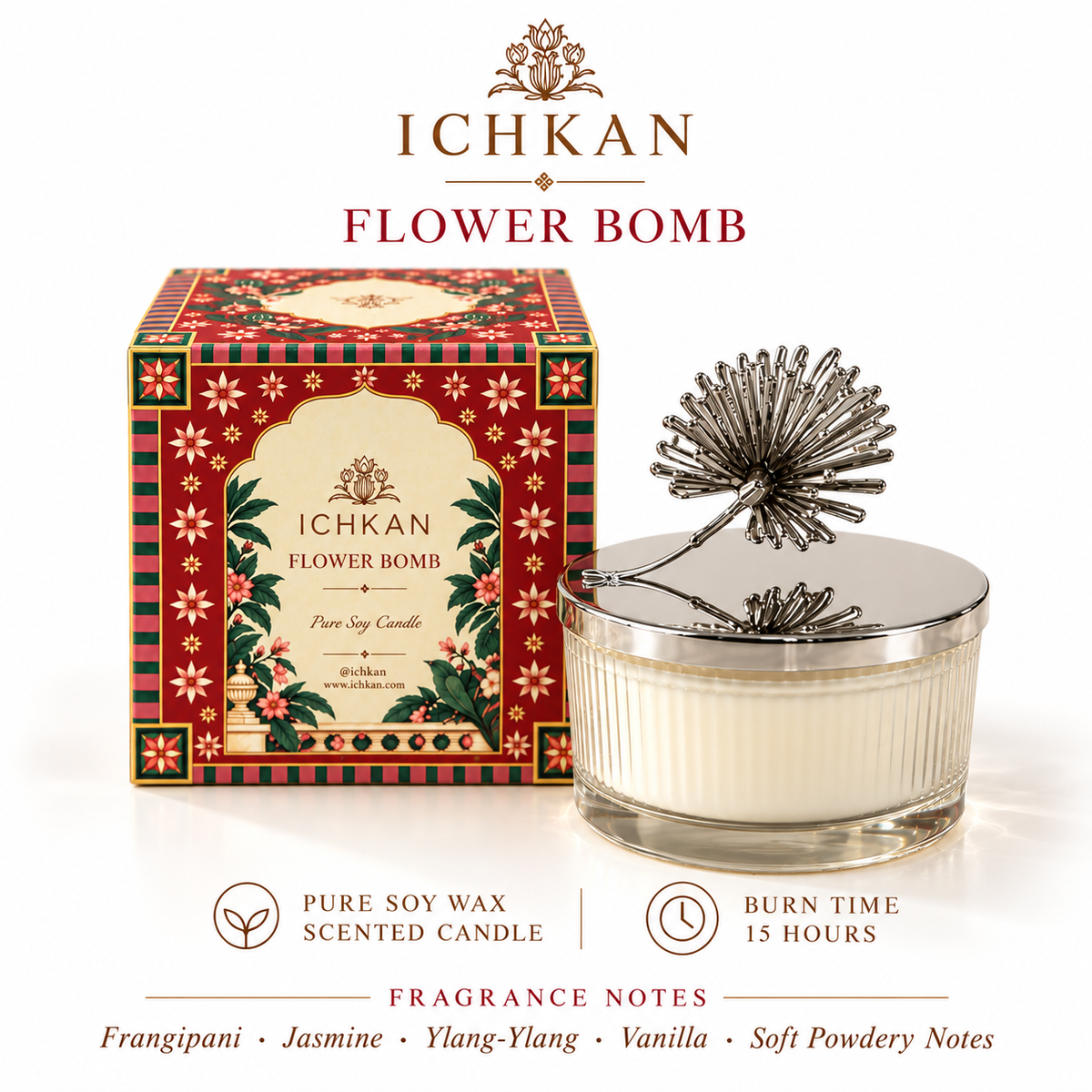 Flower Bomb Scented Soy Wax Candle with Lid | Clear ICHKAN by Day To Day