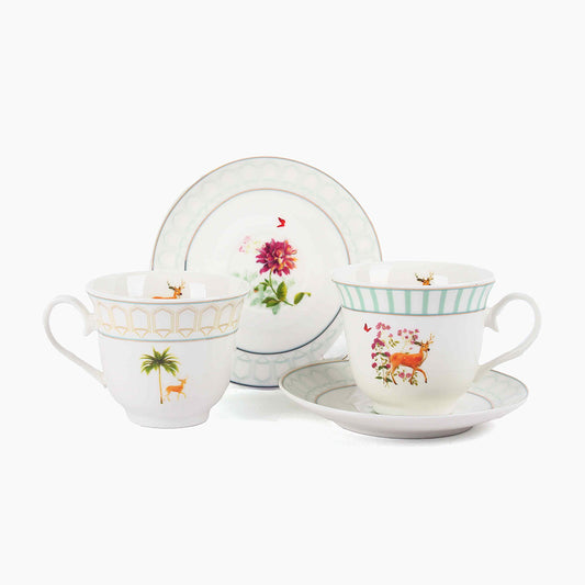 Tea Cup and Saucer Set 12 Pcs | Forest Glory | Ichkan Roots