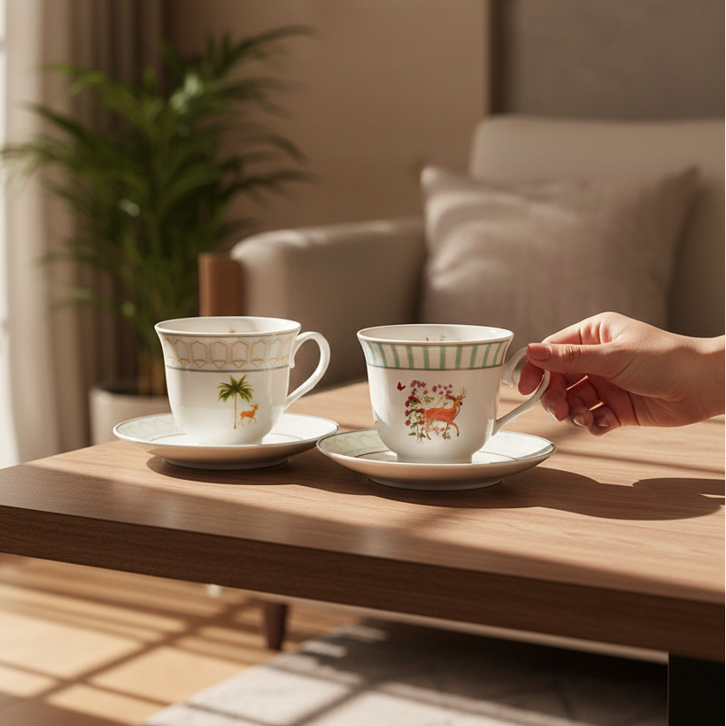 Tea Cup and Saucer Set 12 Pcs | Forest Glory | Ichkan Roots ICHKAN by Day To Day