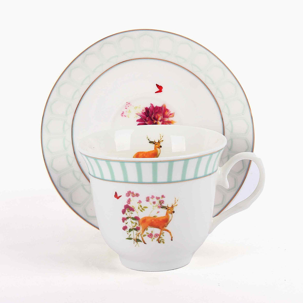 Tea Cup and Saucer Set 12 Pcs | Forest Glory | Ichkan Roots