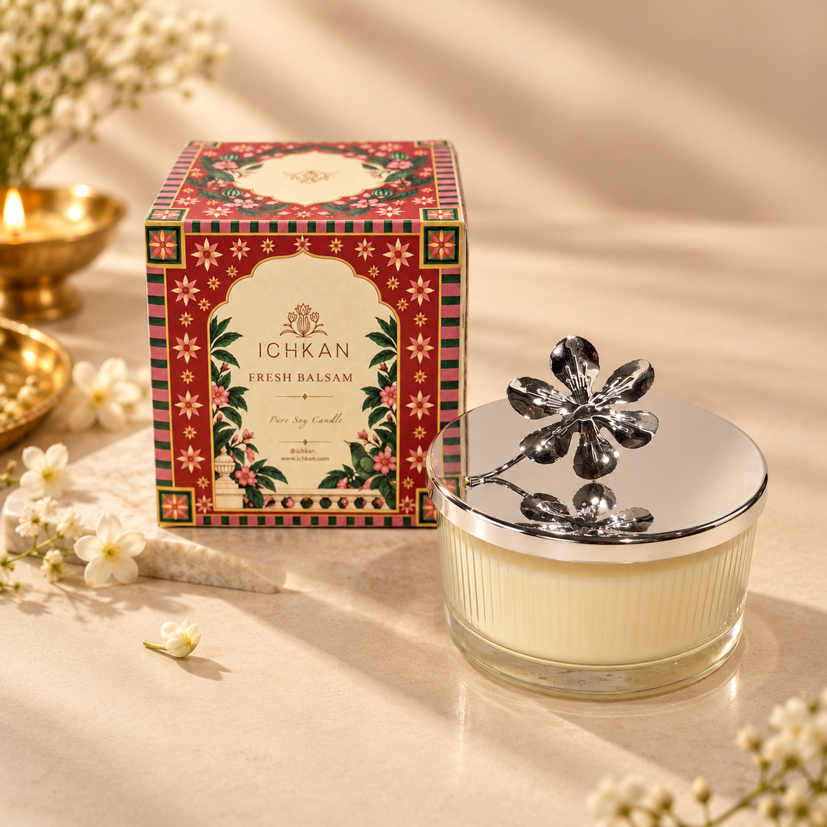 Fresh Balsam Scented Soy Wax Candle with Lid | Clear ICHKAN by Day To Day