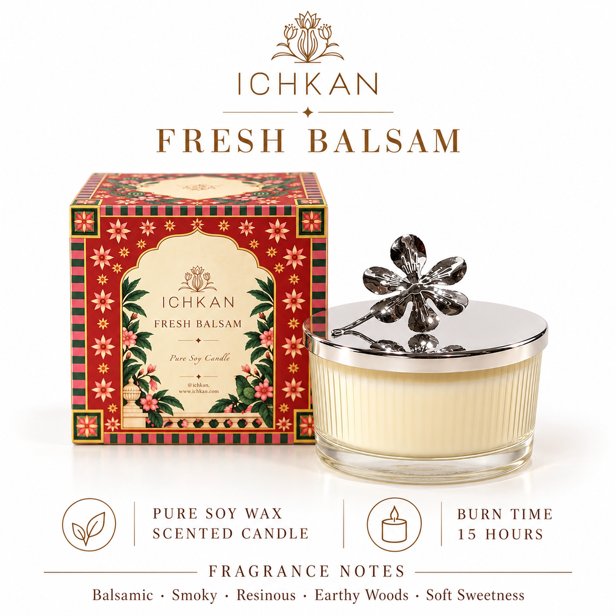 Fresh Balsam Scented Soy Wax Candle with Lid | Clear ICHKAN by Day To Day