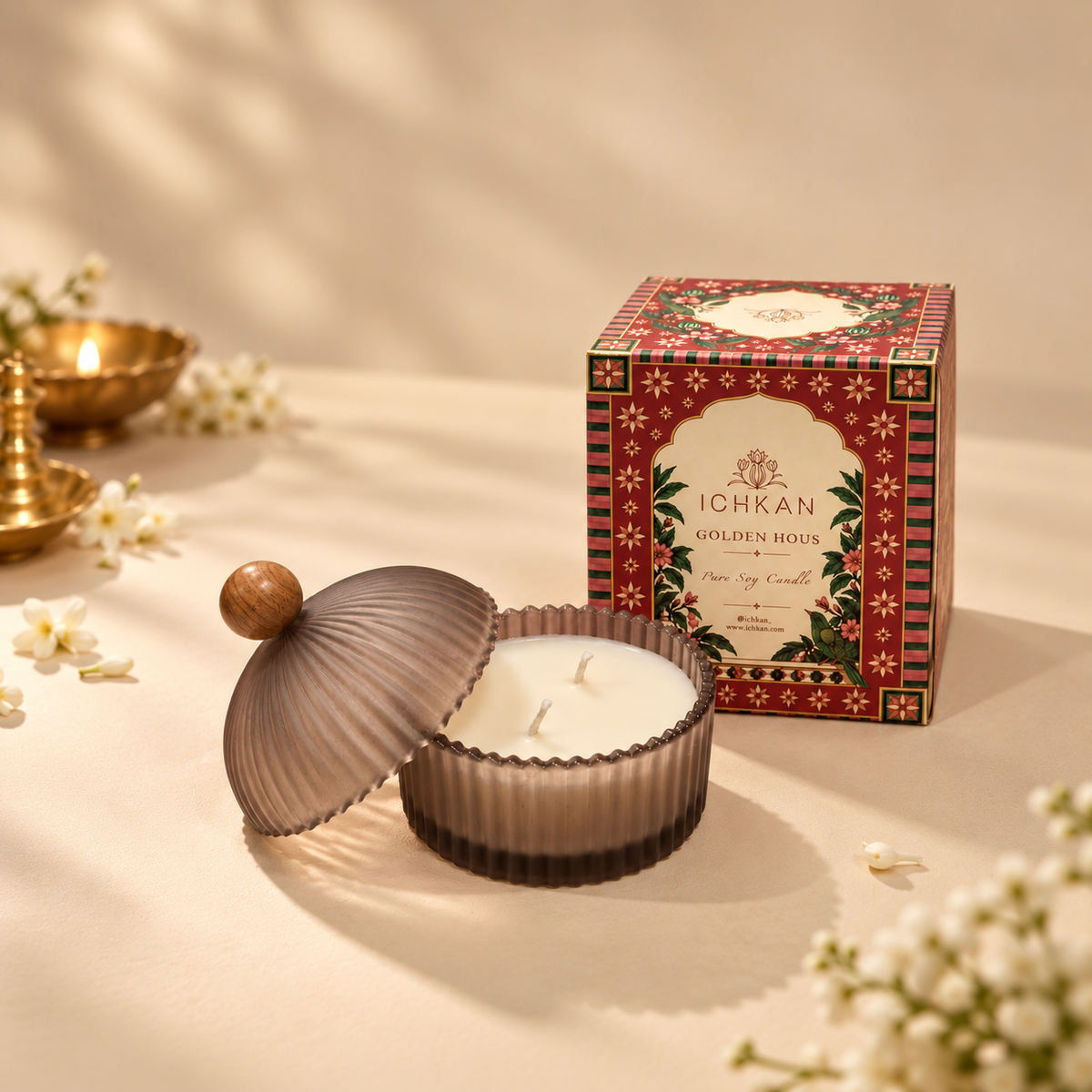 Golden Hous Scented Soy Wax Candle with Lid | Smokey Black ICHKAN by Day To Day