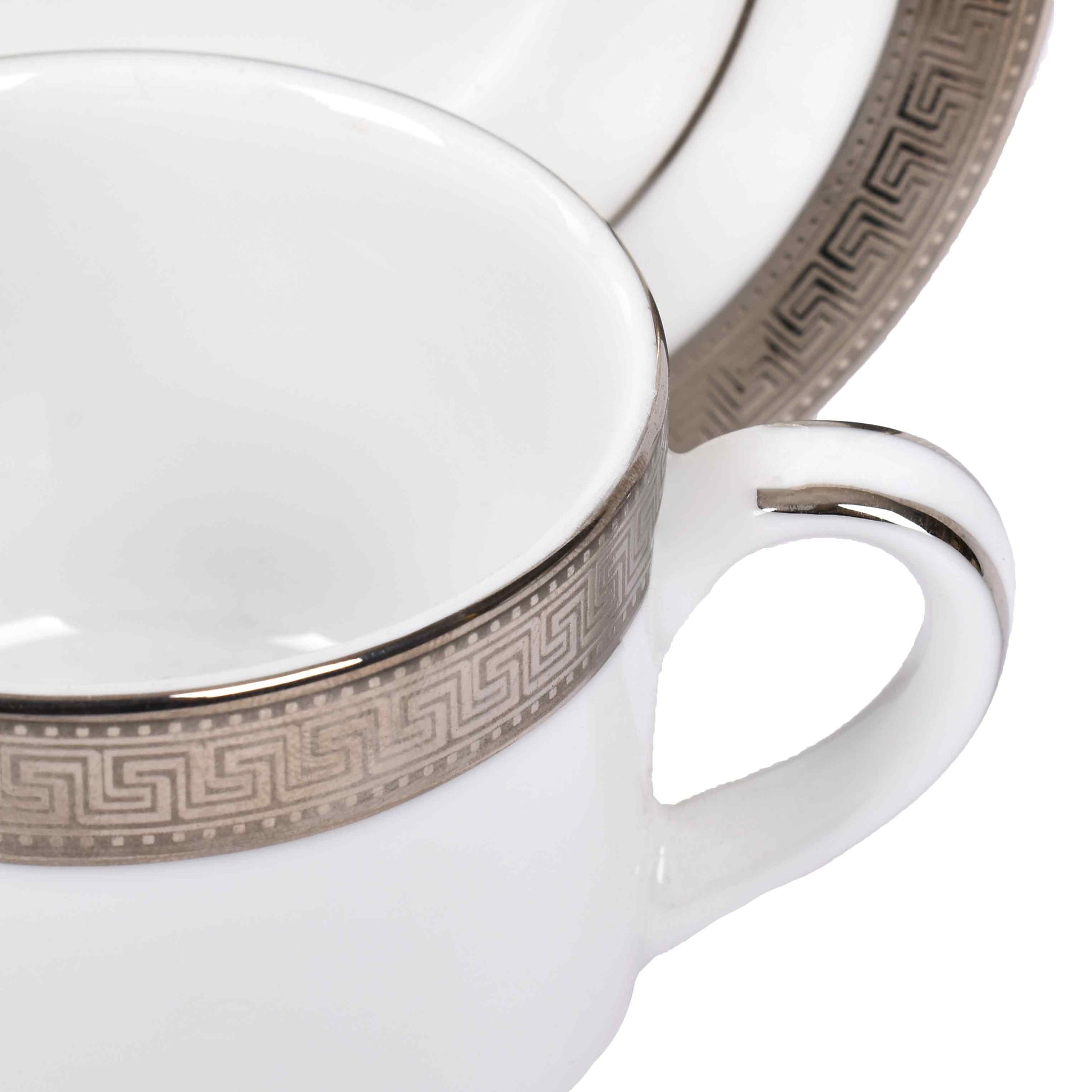 Tea Cup and Saucer Set 12pc | Platinum | Greek Key Platinum ICHKAN by Day To Day