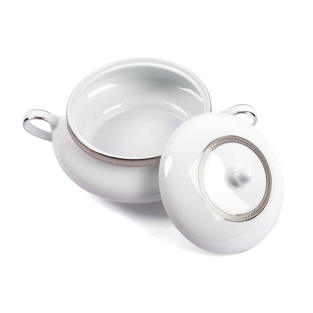 Porcelain Dinner Set 41pc | Platinum | Greek Key Platinum ICHKAN by Day To Day