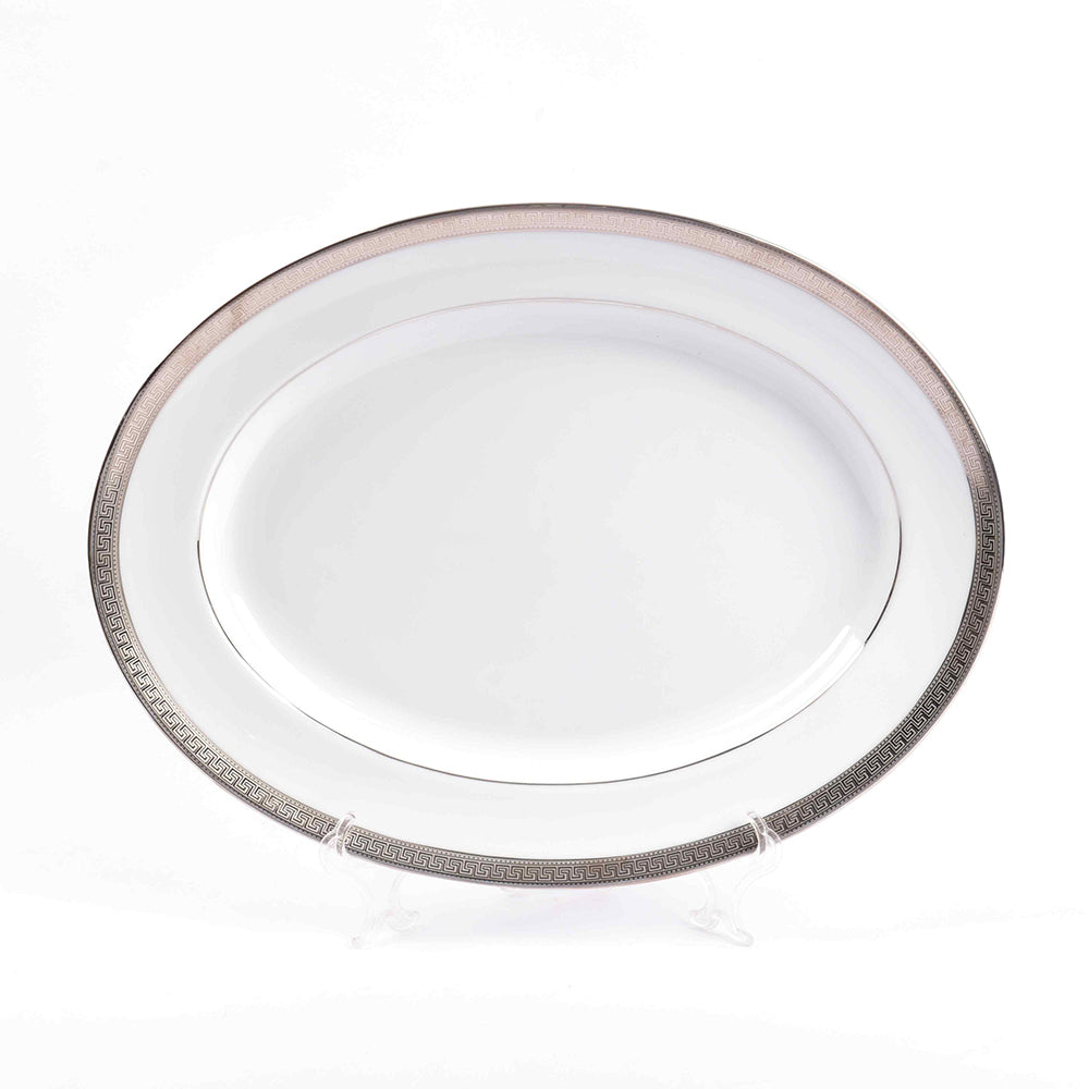 Porcelain Dinner Set 41pc | Platinum | Greek Key Platinum ICHKAN by Day To Day