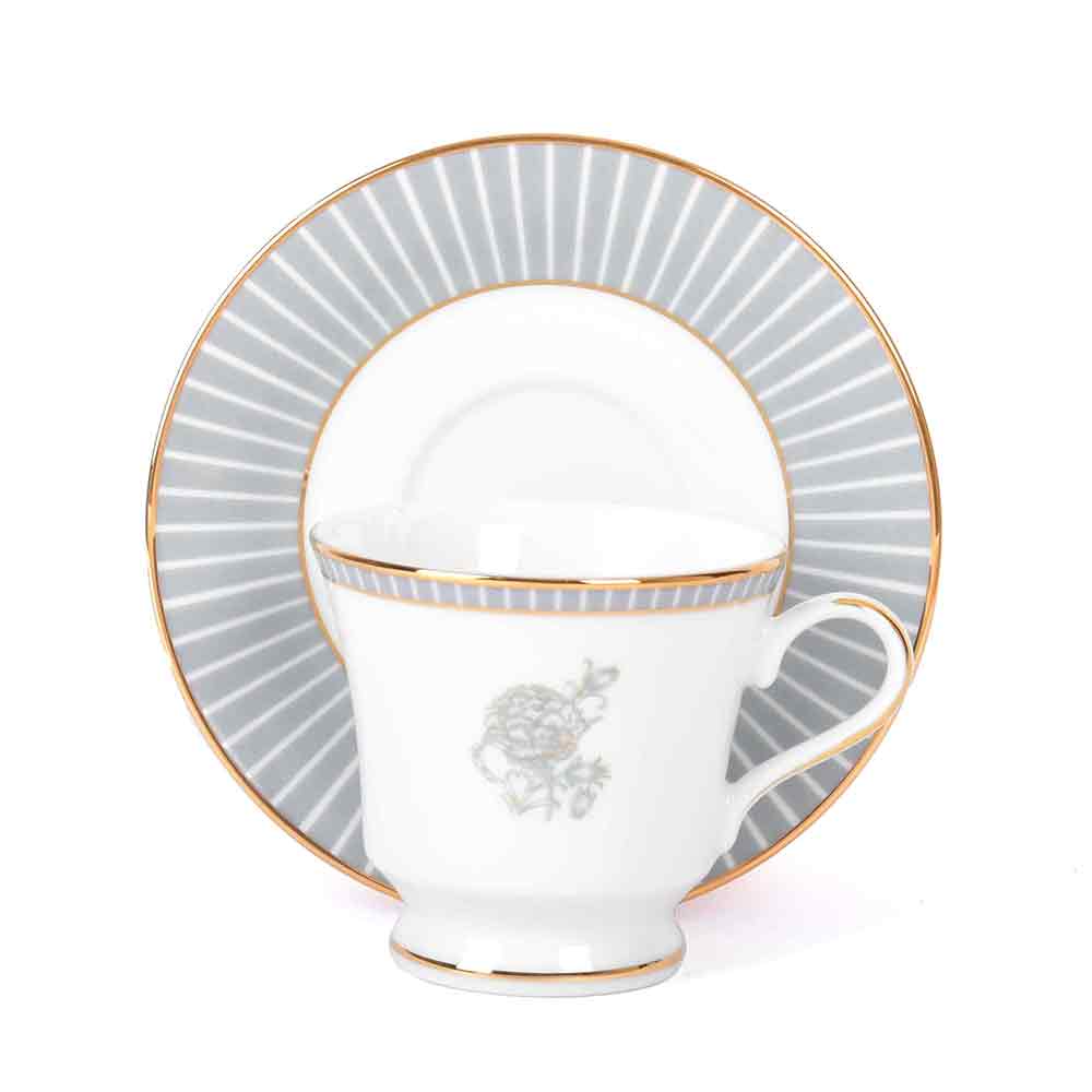Tea Cup and Saucer Set 12 Pcs Bell Shape | Grey | Grey Iris ICHKAN by Day To Day
