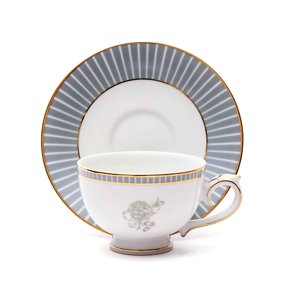 Tea Cup & Saucer 12pc | Grey | Grey Iris ICHKAN