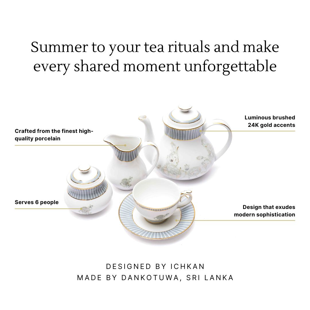 Tea Set 17 Pcs | Grey | Grey Iris ICHKAN