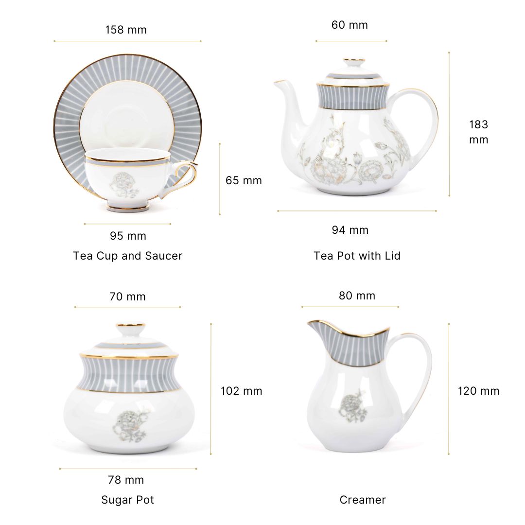 Tea Set 17 Pcs | Grey | Grey Iris ICHKAN