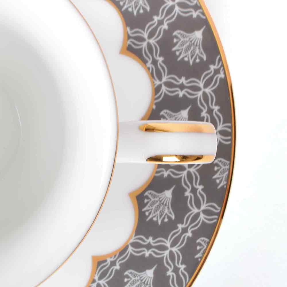 Tea Cup and Saucer Set 12 Pcs Bell Shape | Grey | Grey Legacy ICHKAN by Day To Day