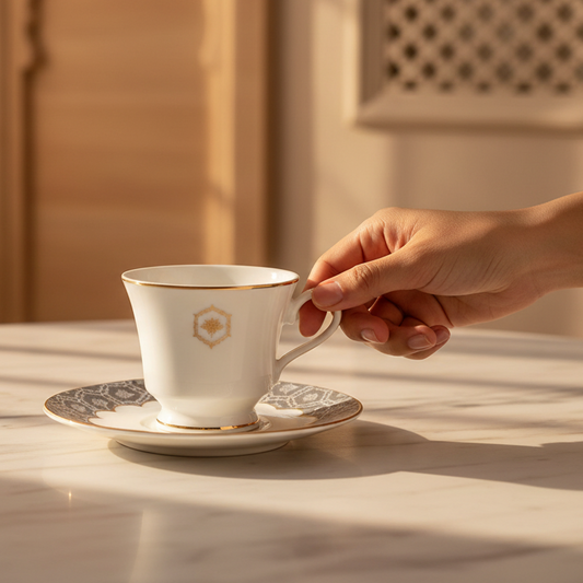 Tea Cup and Saucer Set 12 Pcs Bell Shape | Grey | Grey Legacy ICHKAN by Day To Day