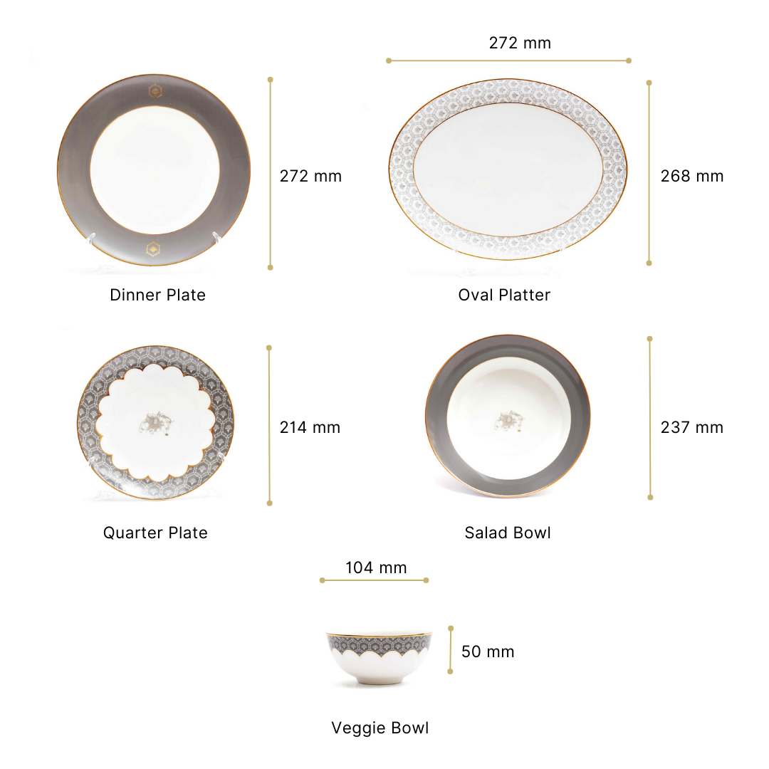 21 pc Dinner set | Grey | Grey Legacy ICHKAN