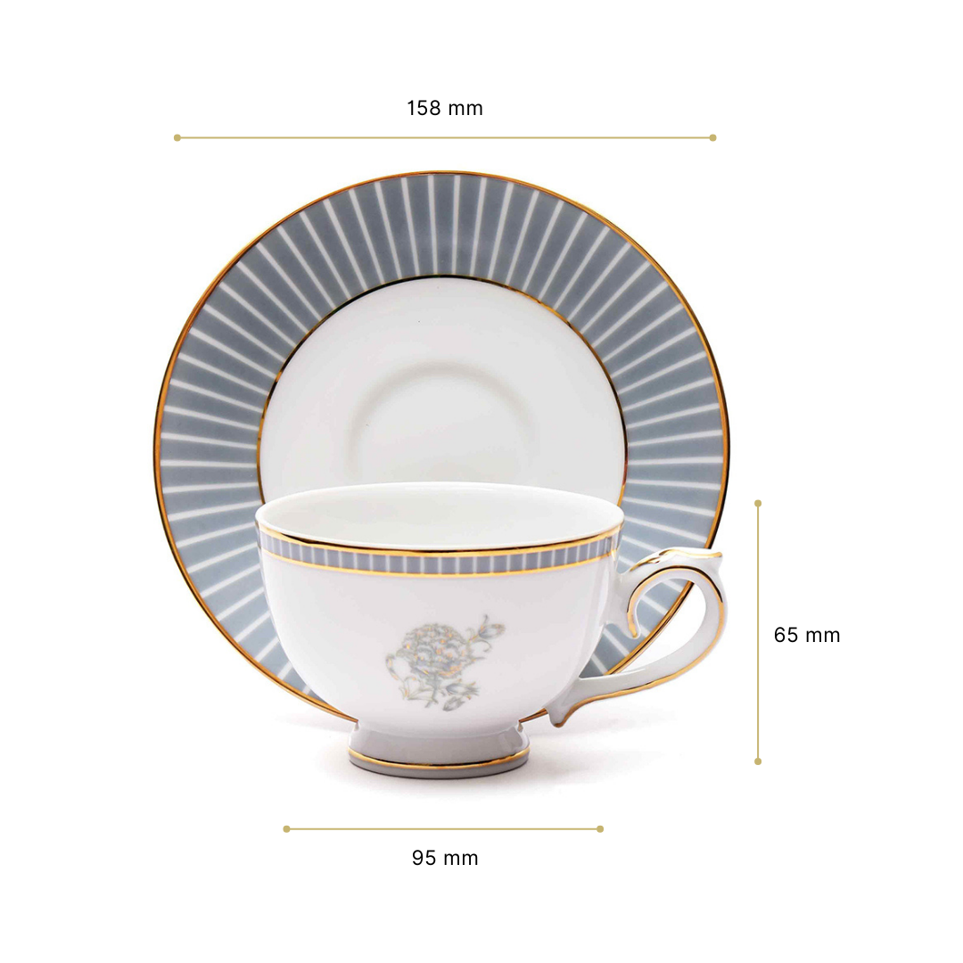 Tea Cup & Saucer 12pc | Grey | Grey Iris ICHKAN