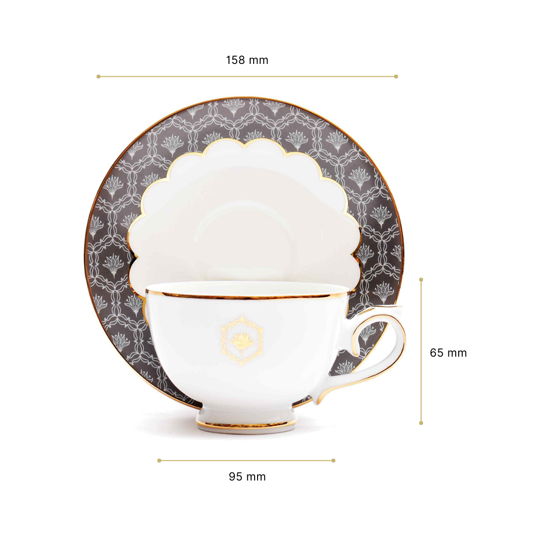 Tea Cup & Saucer 12pc | Grey | Grey Legacy ICHKAN