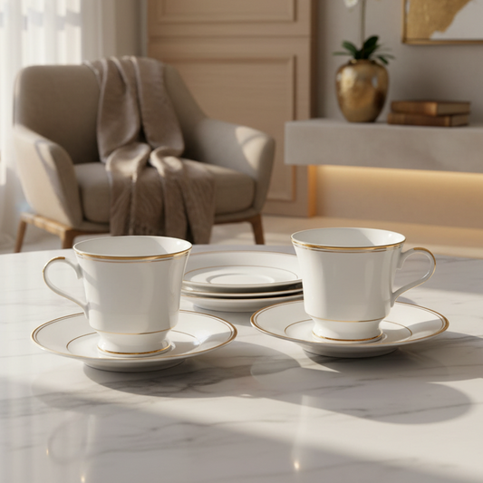 Tea Cup and Saucer Set 12 Pcs  | Gold | Infinity Gold ICHKAN by Day To Day